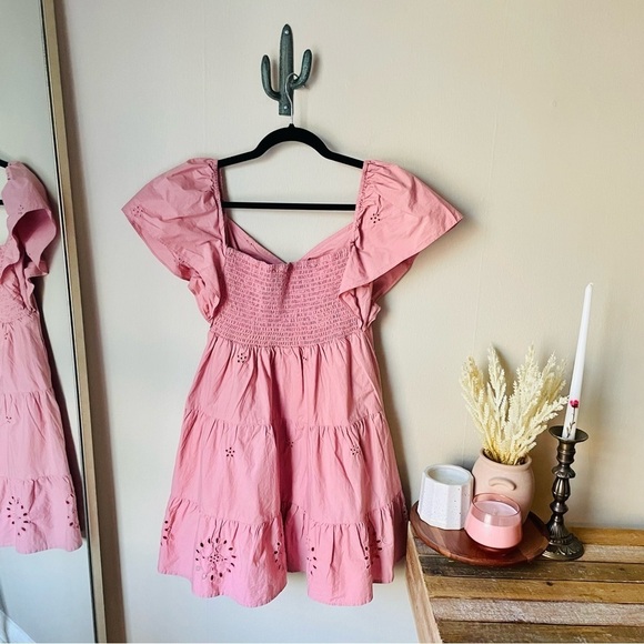 Zara Pink Flutter Sleeve Babydoll Mini Dress - Picture 4 of 8